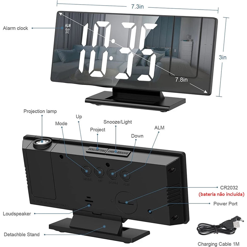 Relógio Projetor Multifuncional