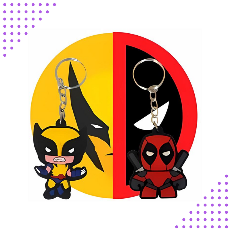 Kit Chaveiros Emborrachados Wolverine e Deadpool