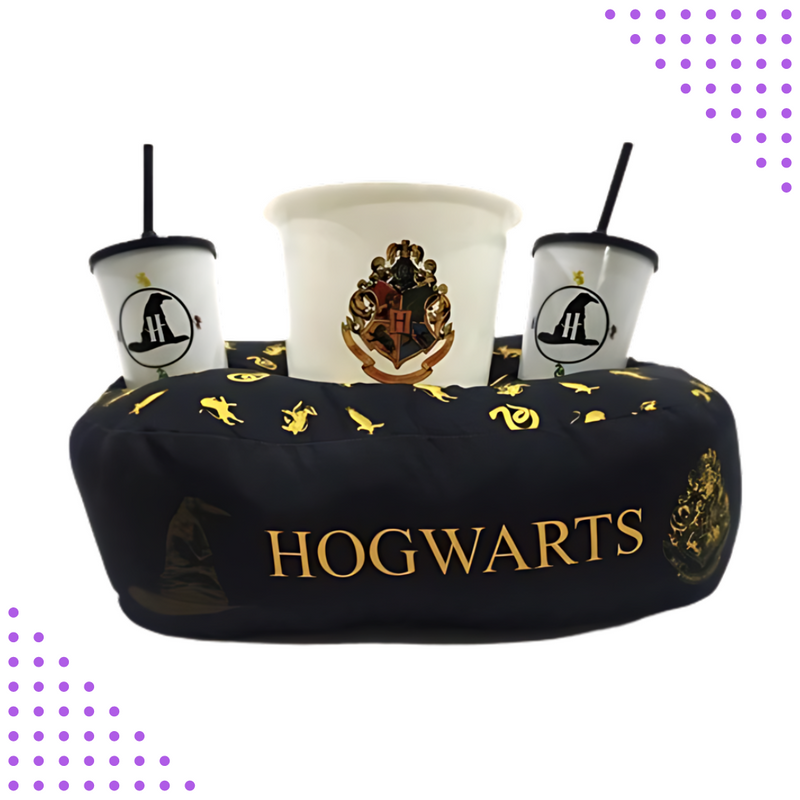 Kit Cinema Balde de pipoca + 2 Copos Hogwarts Harry Potter