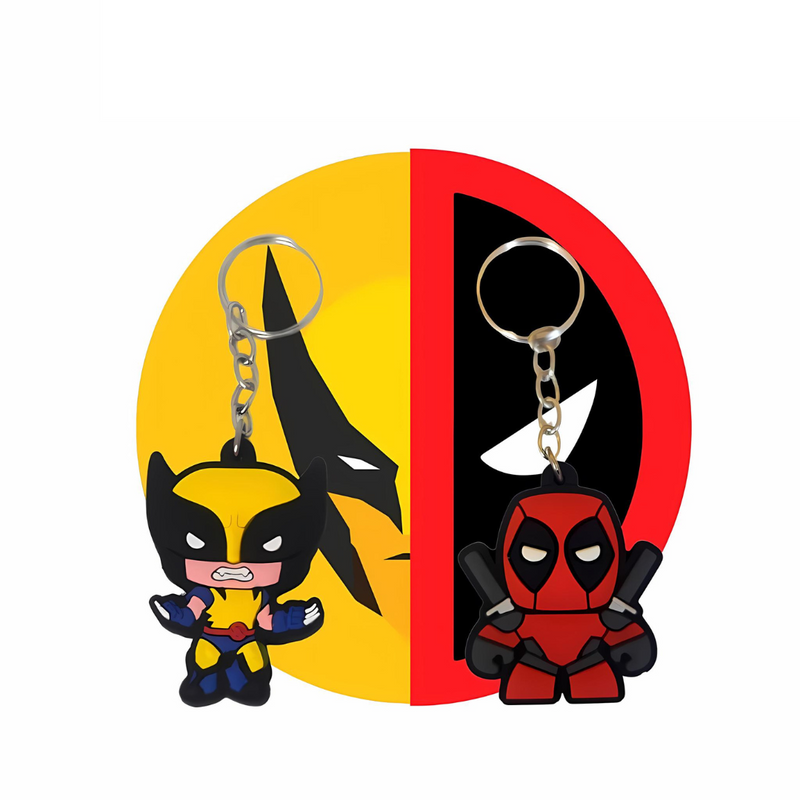 Kit Chaveiros Emborrachados Wolverine e Deadpool