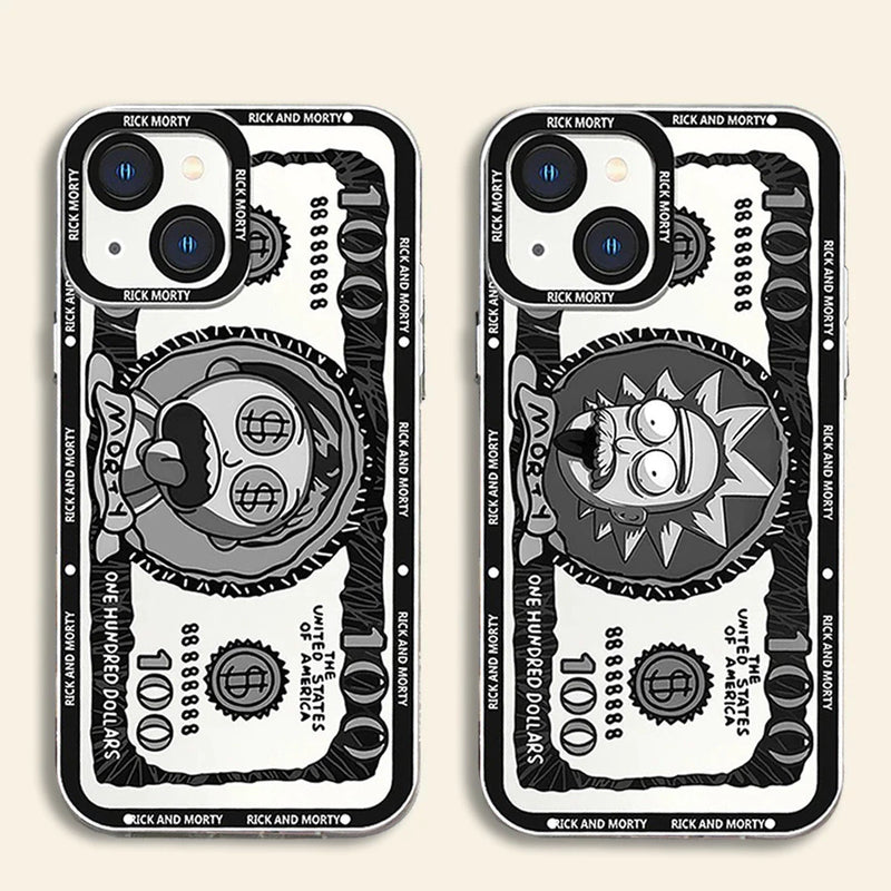 Capa de iPhone Rick e Morty Dolar Transparente